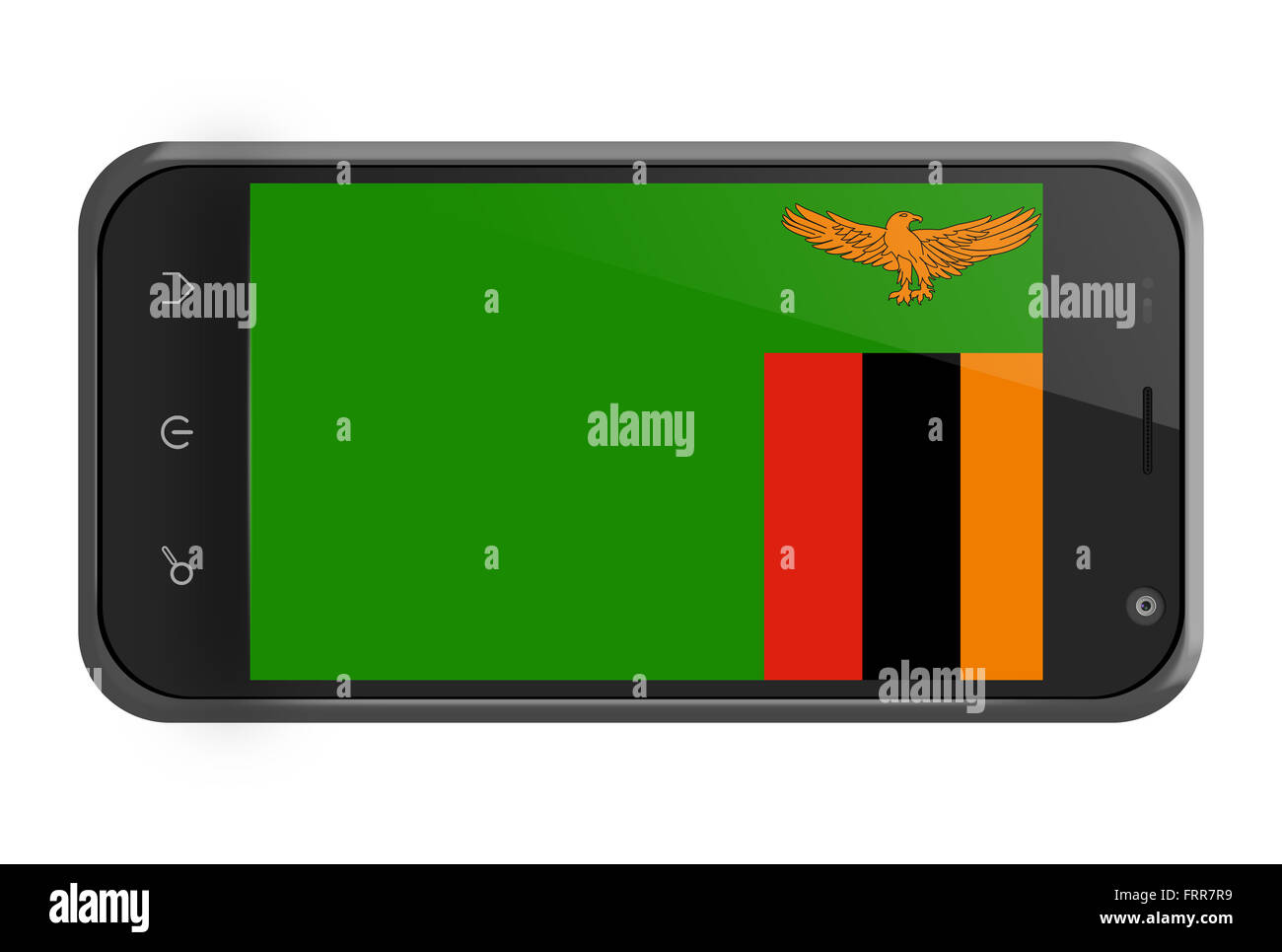 Zambia bandiera sulla schermata dello smartphone isolato su bianco Foto Stock