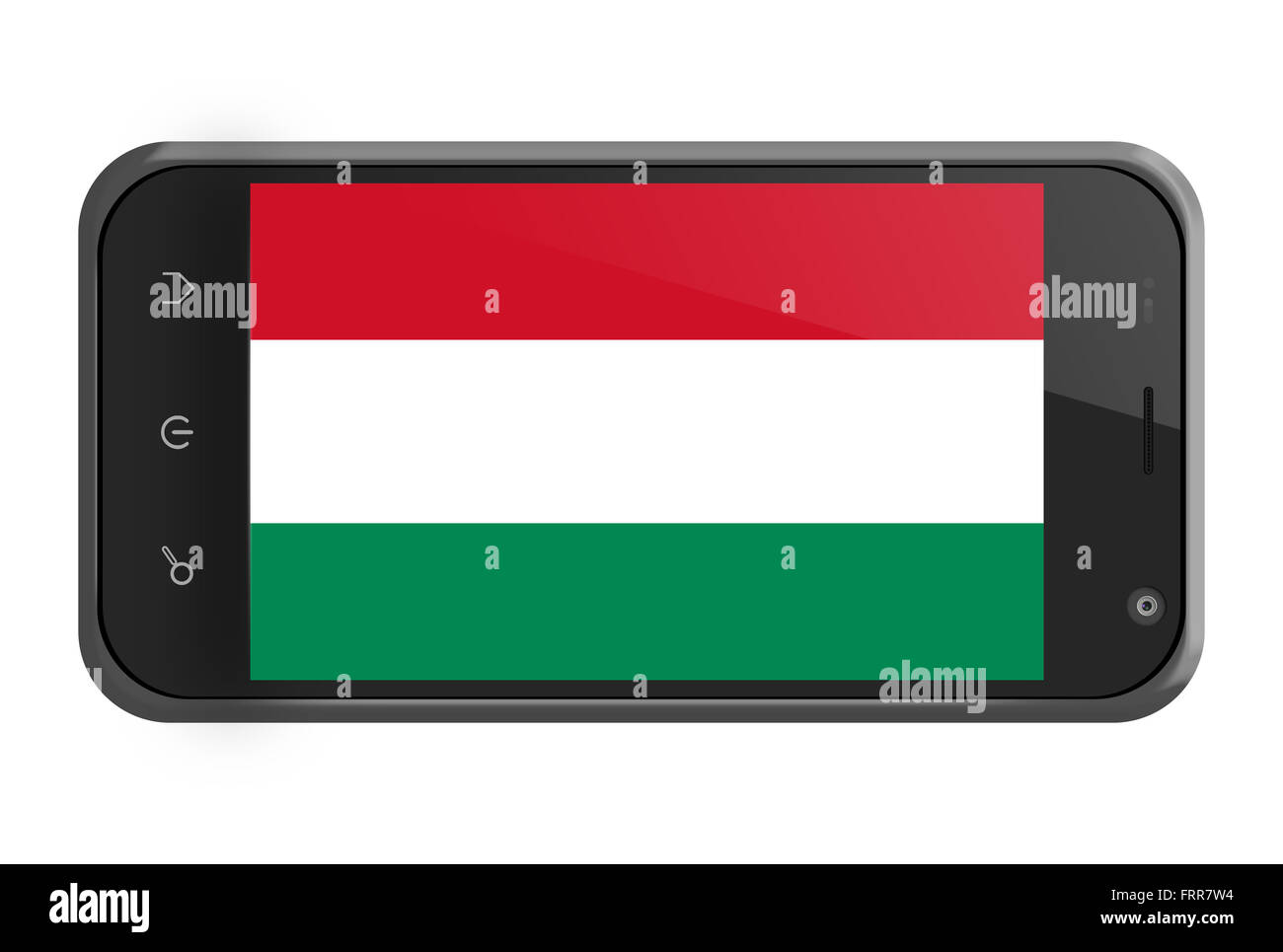 Ungheria bandiera sulla schermata dello smartphone isolato su bianco Foto Stock