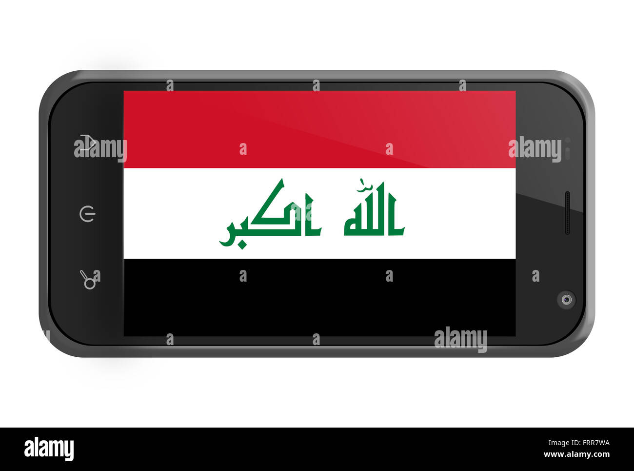 Iraq bandiera sulla schermata dello smartphone isolato su bianco Foto Stock