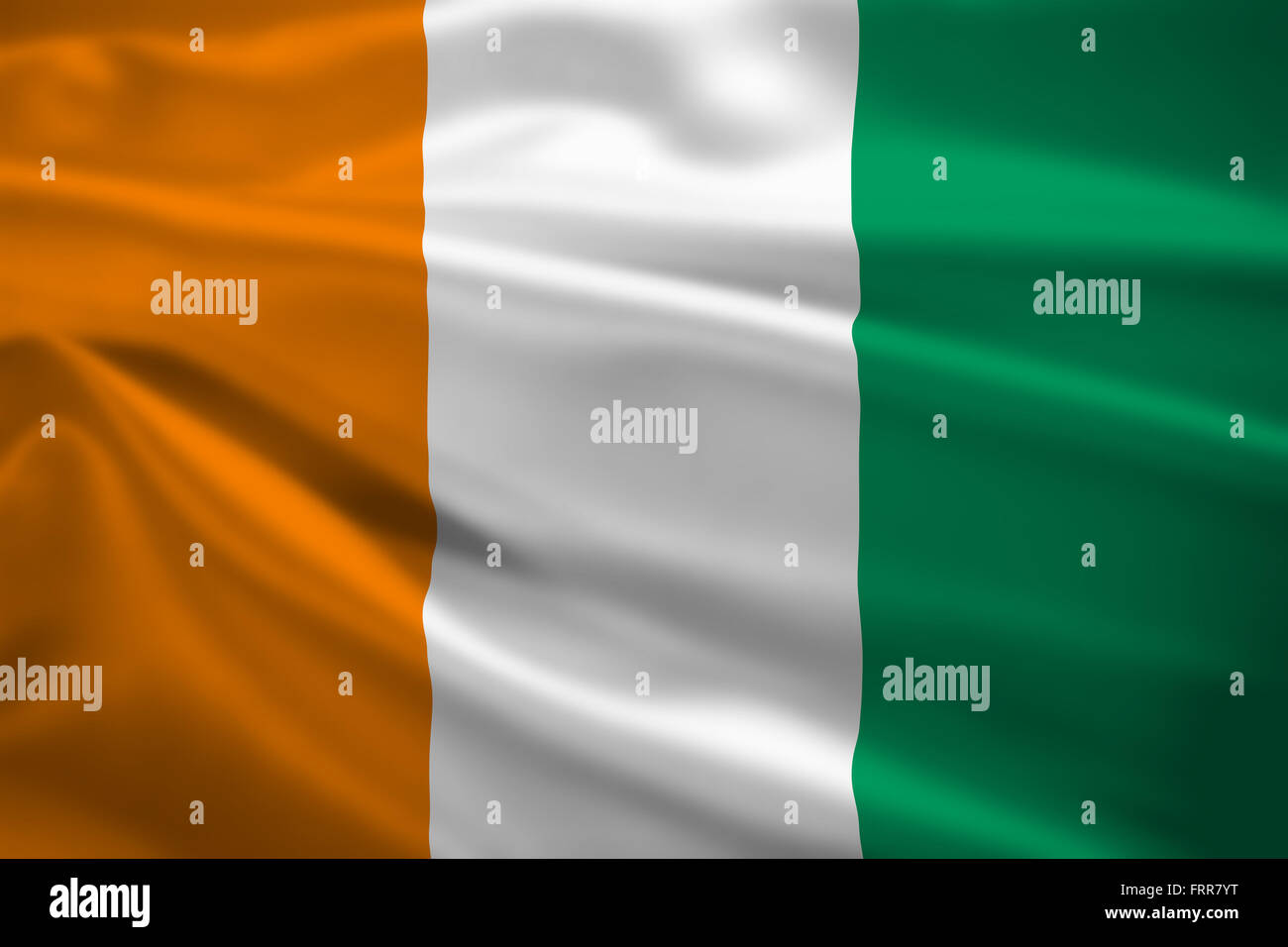Bandiera della Costa d'Avorio al vento. Texture di sfondo. Foto Stock