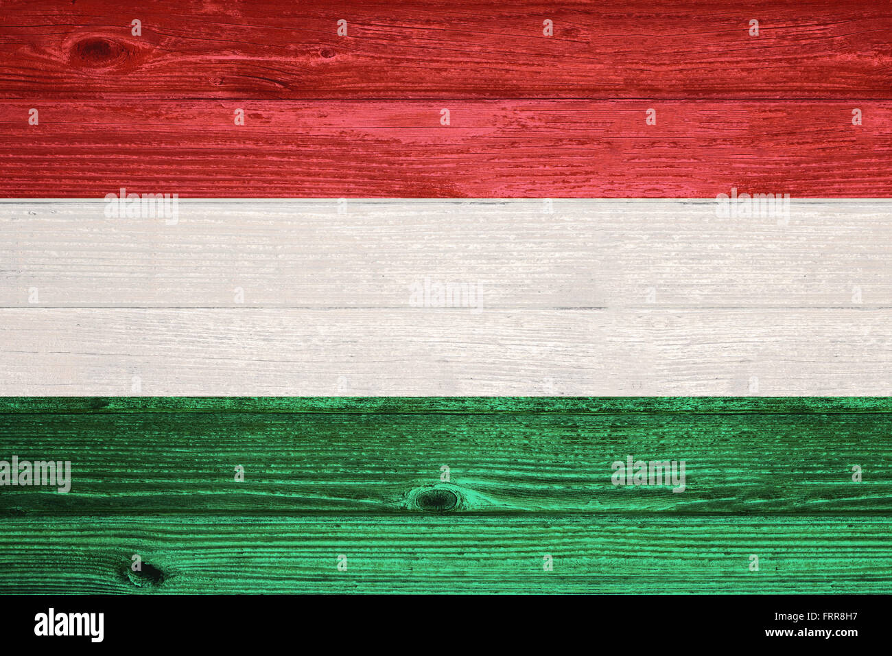 Ungheria bandiera dipinte su legno vecchio sfondo tavoloni Foto Stock