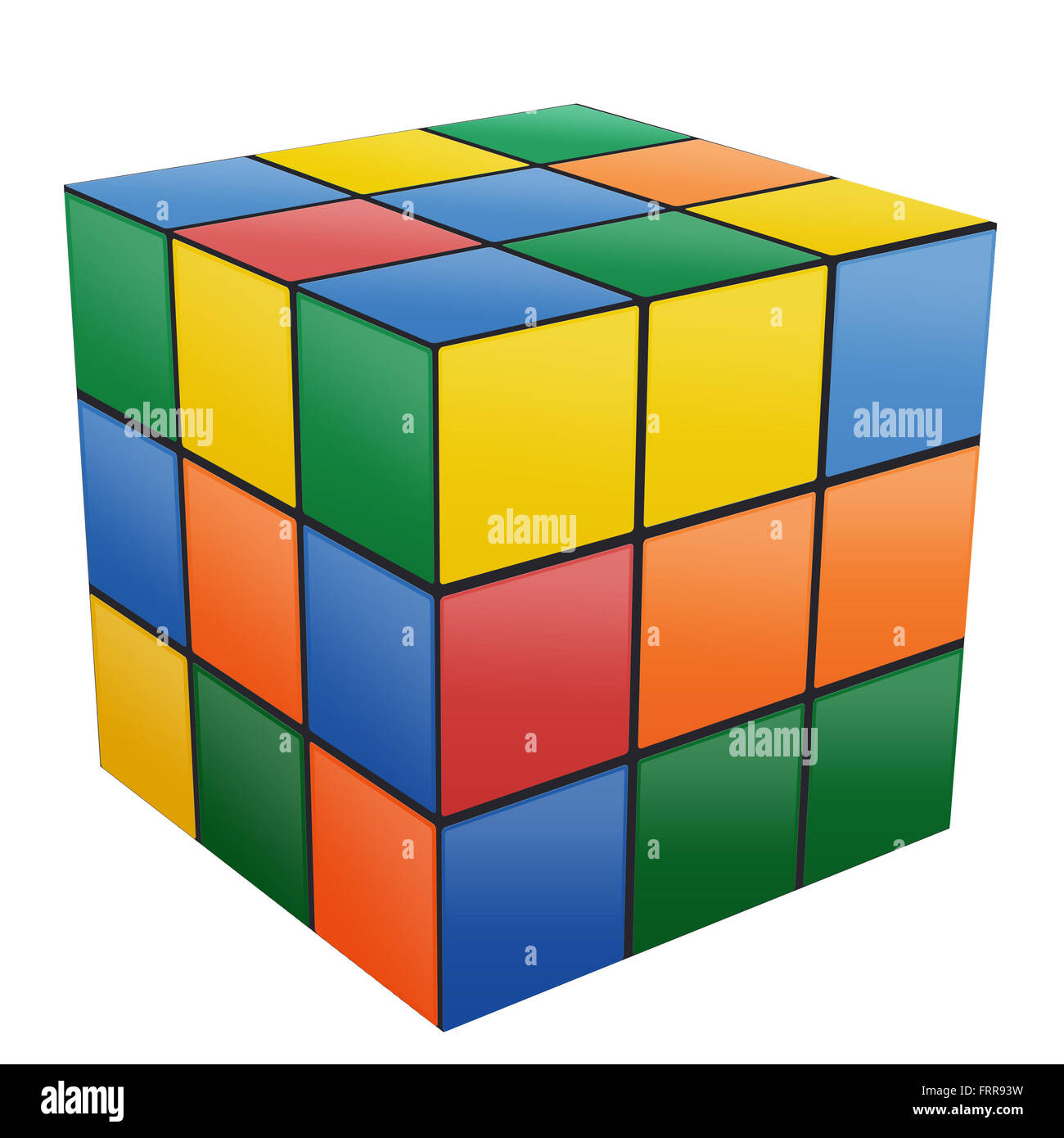 TOURS, Francia - 21 settembre 2014: il cubo di Rubik, un 3D combinazione rompicapo inventato nel 1974, su sfondo bianco. Foto Stock