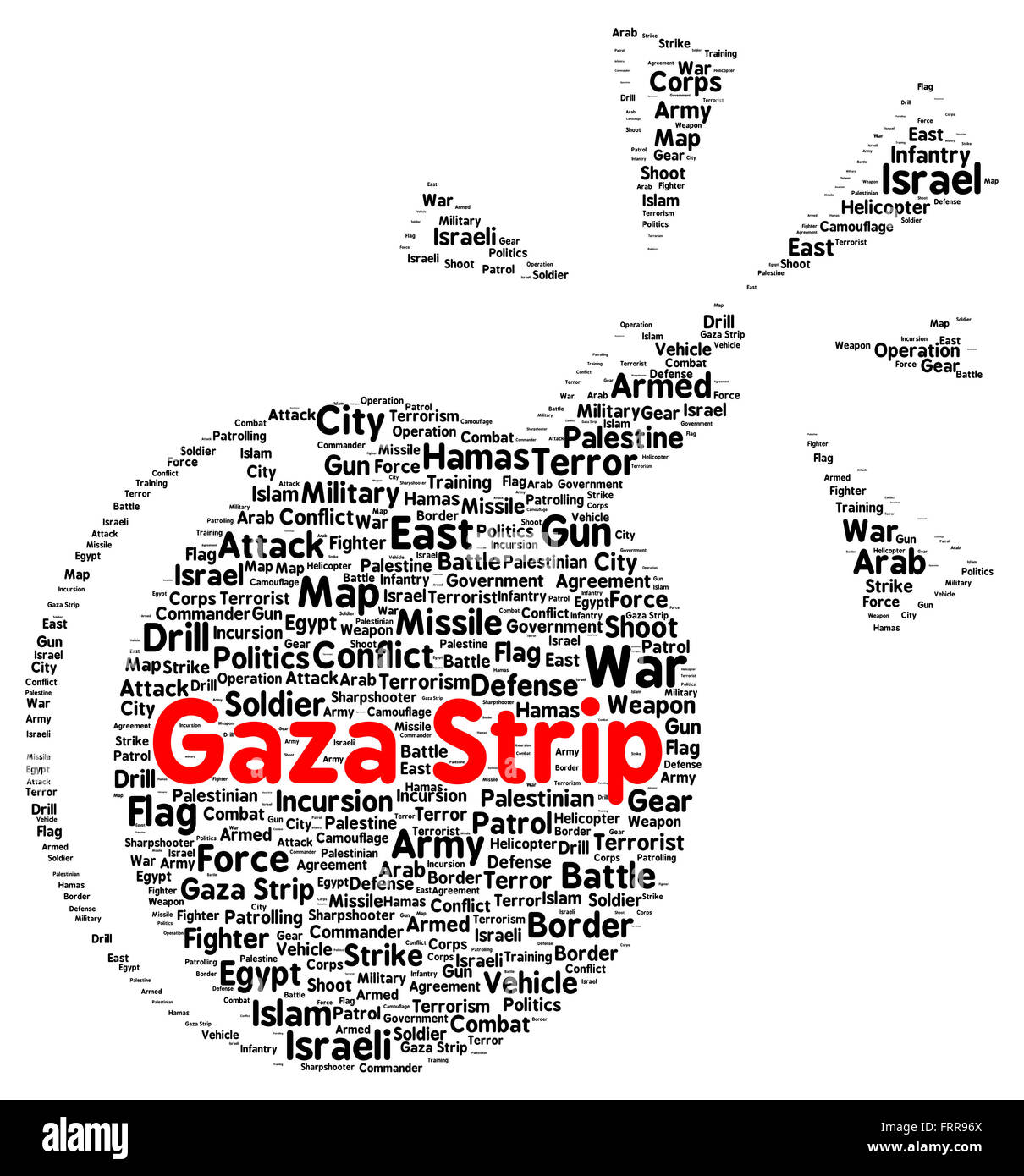 Striscia di Gaza word cloud concetto di forma Foto Stock