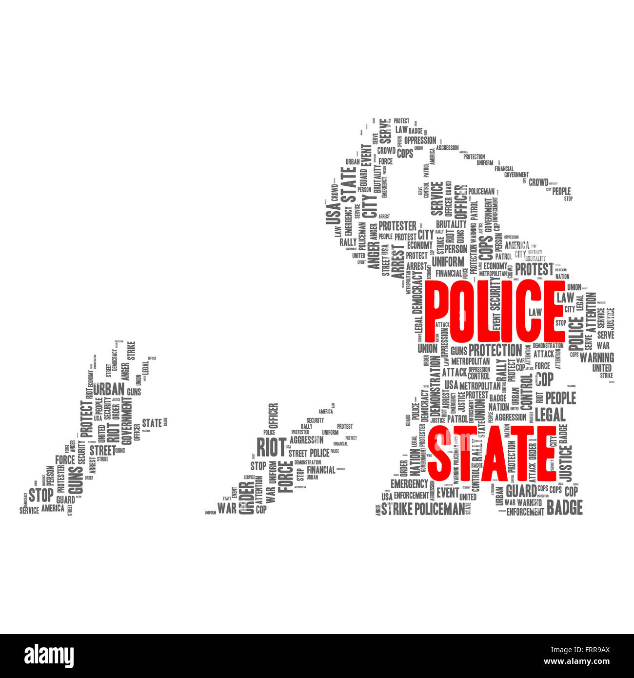 Lo stato di polizia di cloud di parola concetto di forma Foto Stock