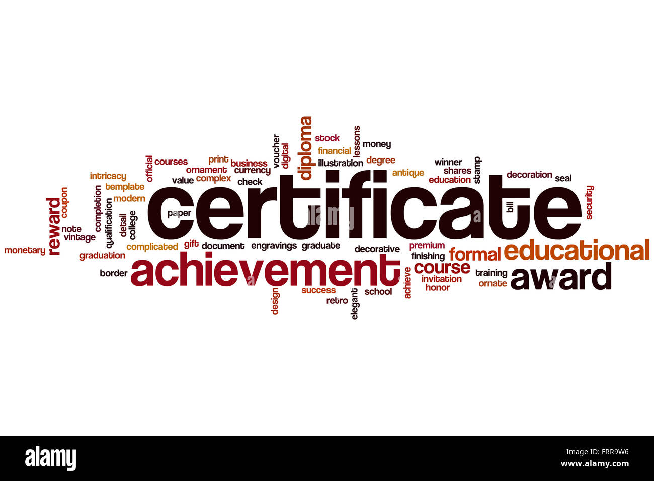 Certificato di parola il concetto di cloud Foto Stock