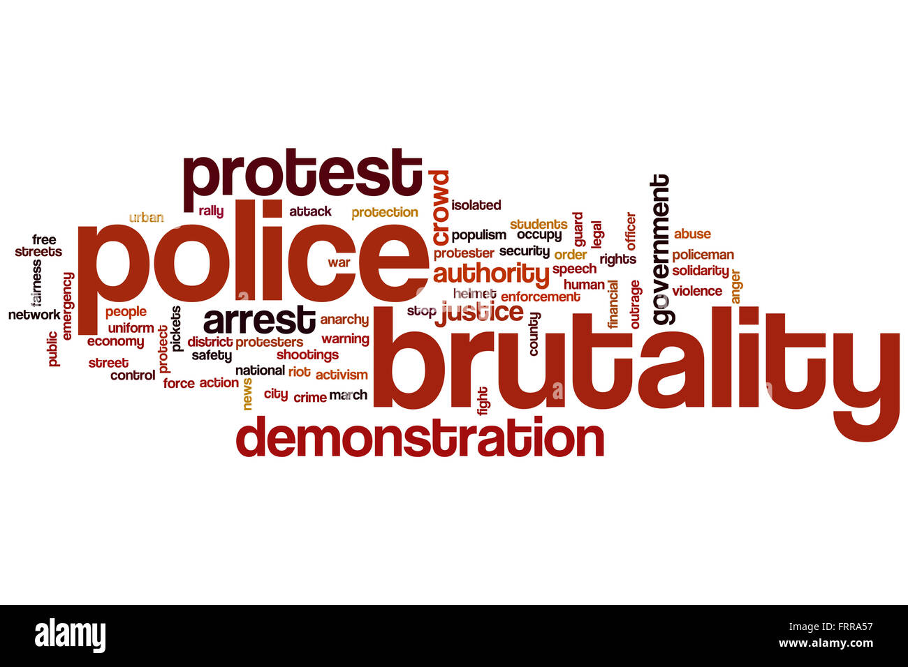 Polizia brutalità parola concetto di cloud Foto Stock