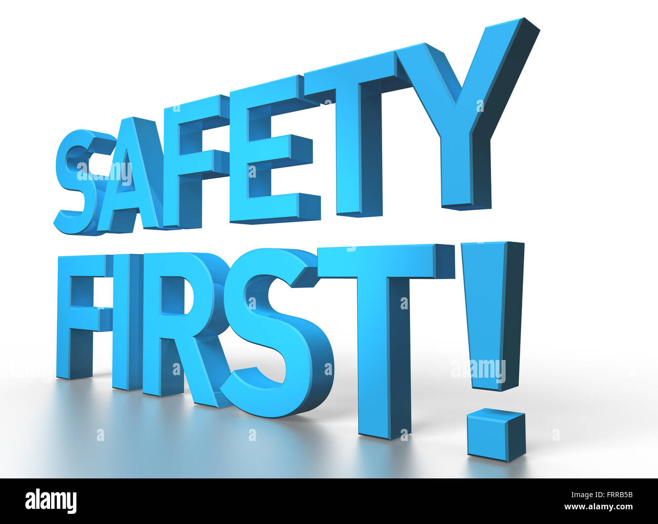 3D rendering di sicurezza primo lucida blu il testo su sfondo bianco con ombre e di riflessione Foto Stock