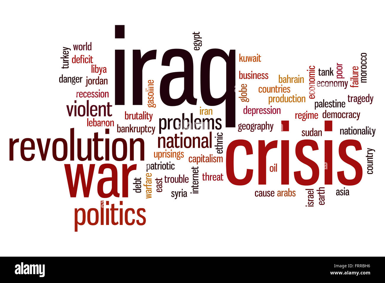 Crisi in Iraq concetto parola Sfondo nuvola Foto Stock