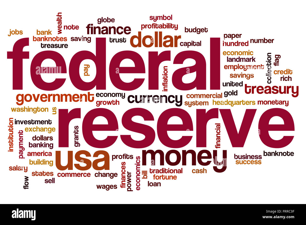 Federal Reserve concetto parola Sfondo nuvola Foto Stock