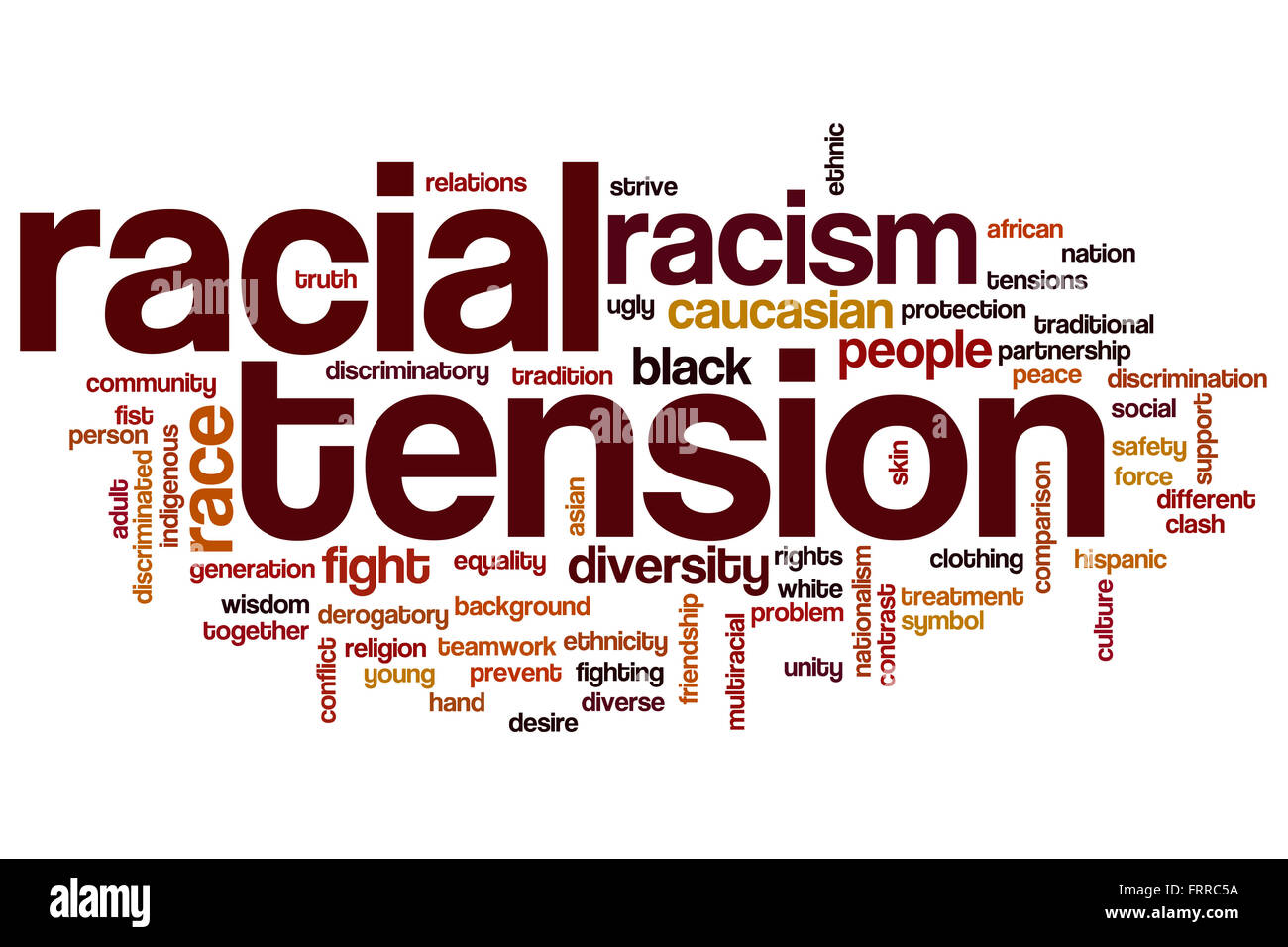 Tensione razziale concetto parola Sfondo nuvola Foto Stock