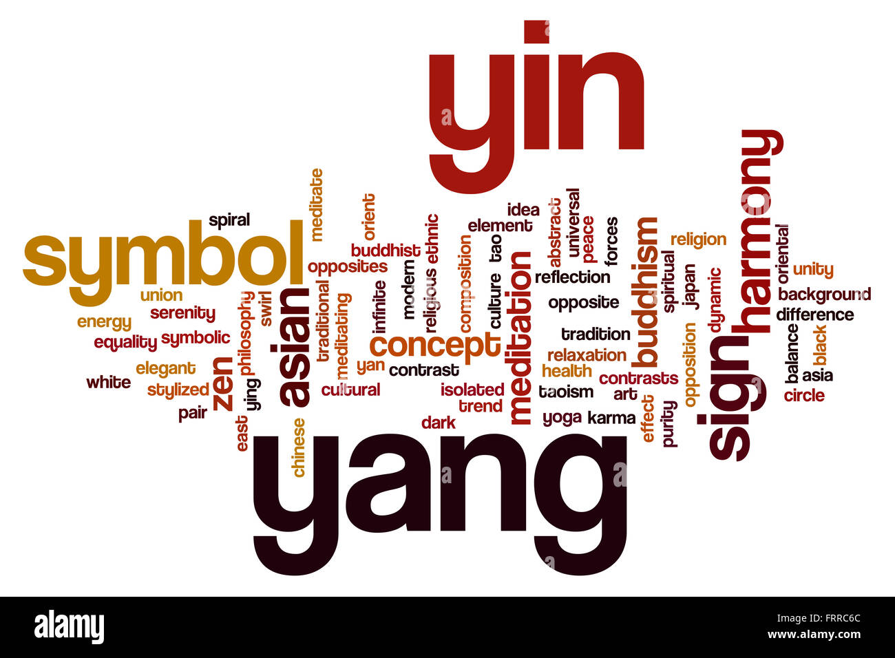 Yin Yang concetto parola Sfondo nuvola Foto Stock