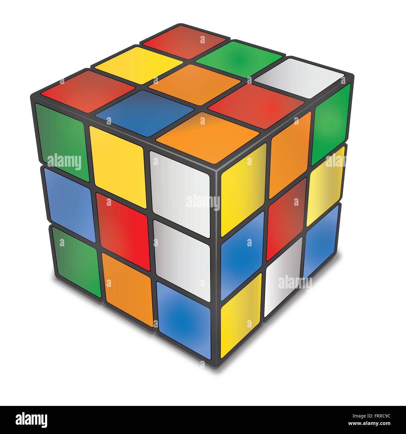 TOURS, Francia - 24 settembre 2014: il cubo di Rubik, un 3D combinazione rompicapo inventato nel 1974, su sfondo bianco. Foto Stock