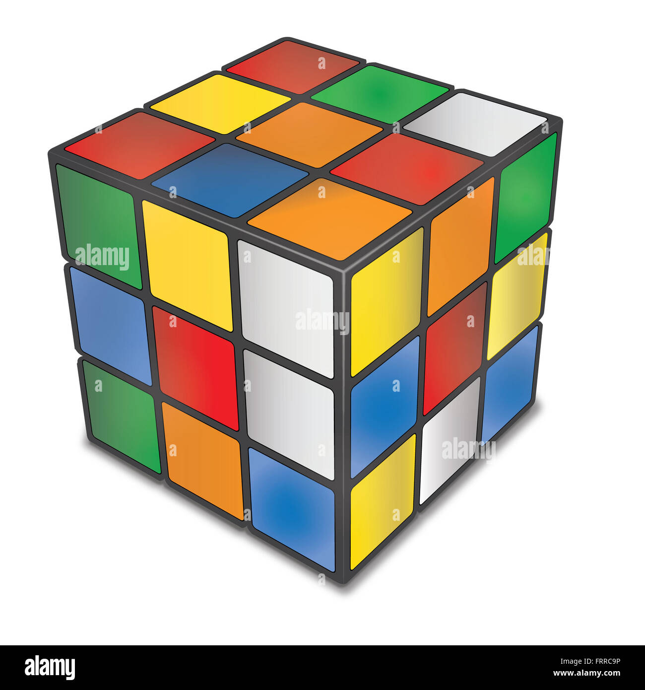 TOURS, Francia - 24 settembre 2014: il cubo di Rubik, un 3D combinazione rompicapo inventato nel 1974, su sfondo bianco. Foto Stock