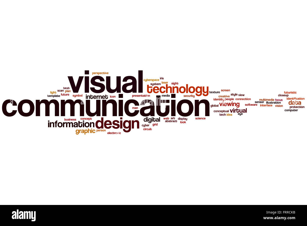 La comunicazione visiva parola concetto di cloud computing con la tecnologia digitale tag correlati Foto Stock