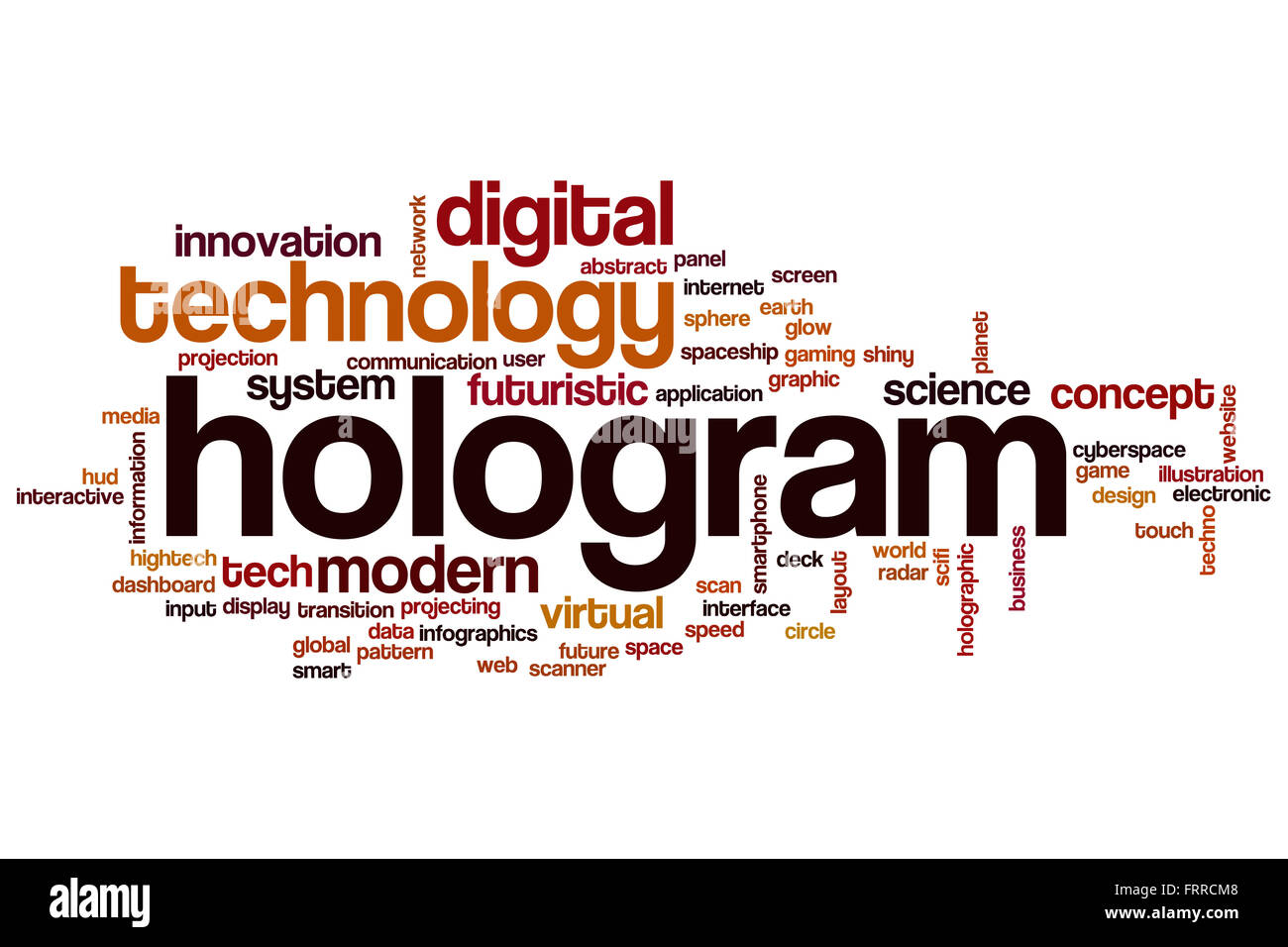 Ologramma parola concetto di cloud con la moderna virtual tag correlati Foto Stock