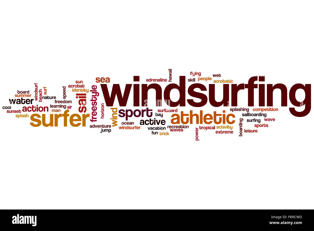 Windsurf parola concetto cloud con mare atletica tag correlati Foto Stock