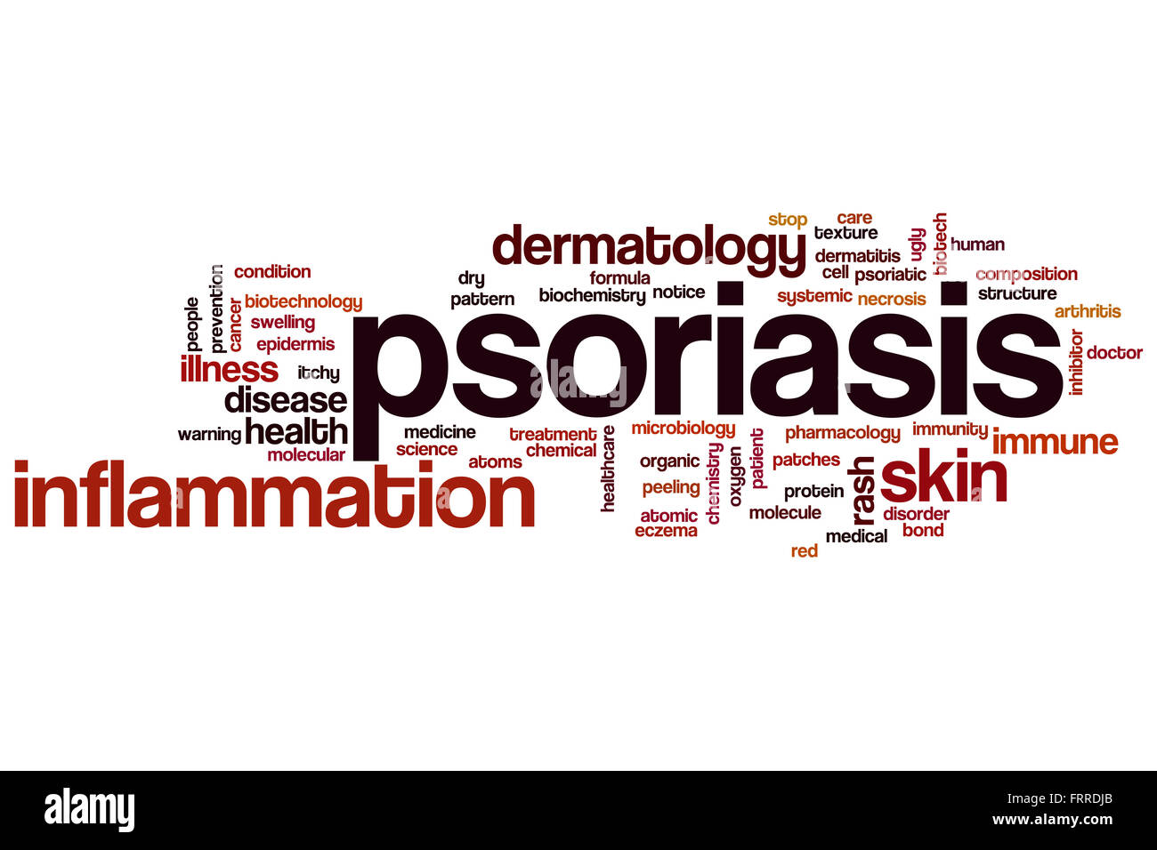 La psoriasi parola concetto di cloud Foto Stock