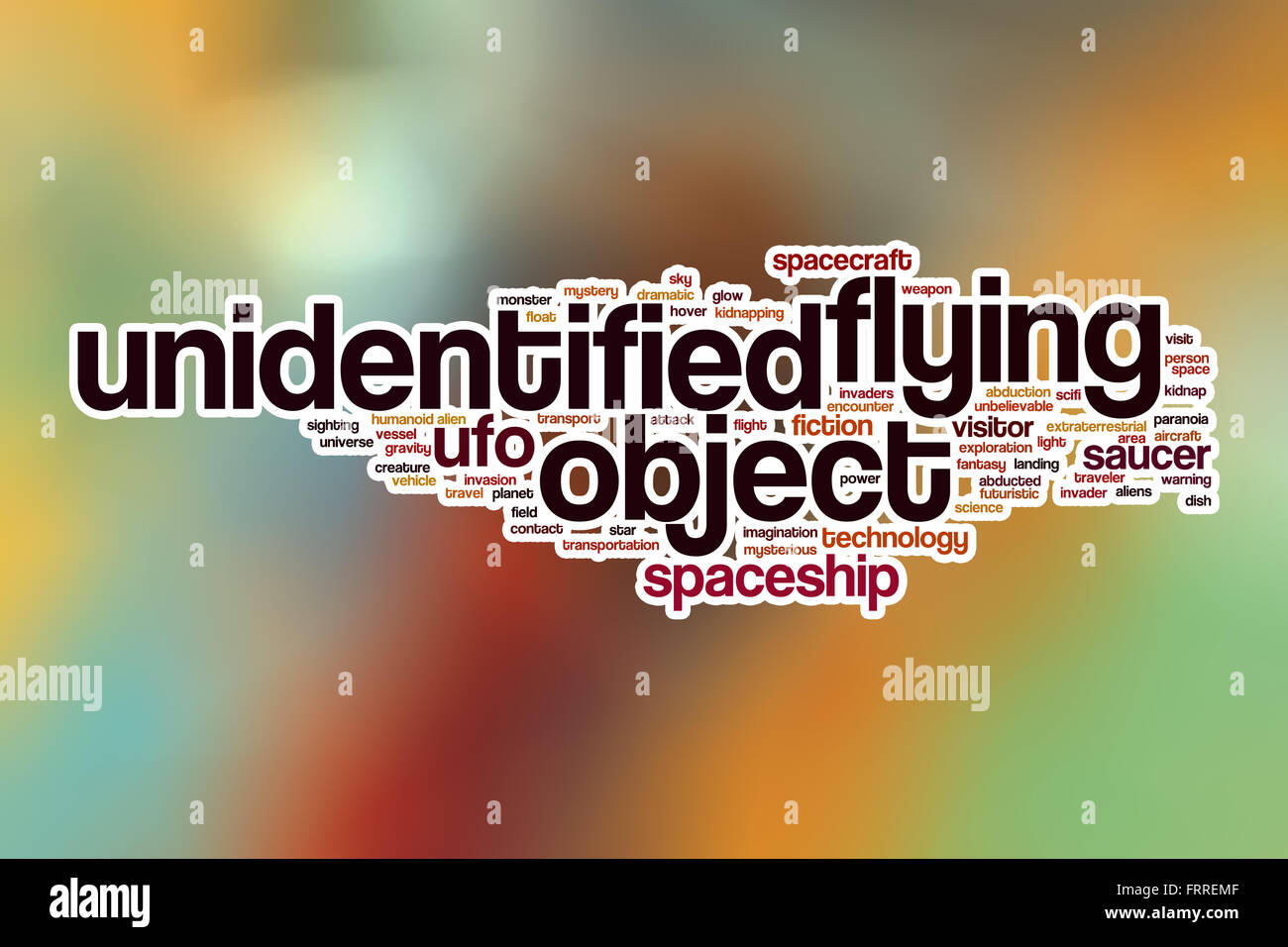 UFO parola concetto cloud con sfondo astratto Foto Stock