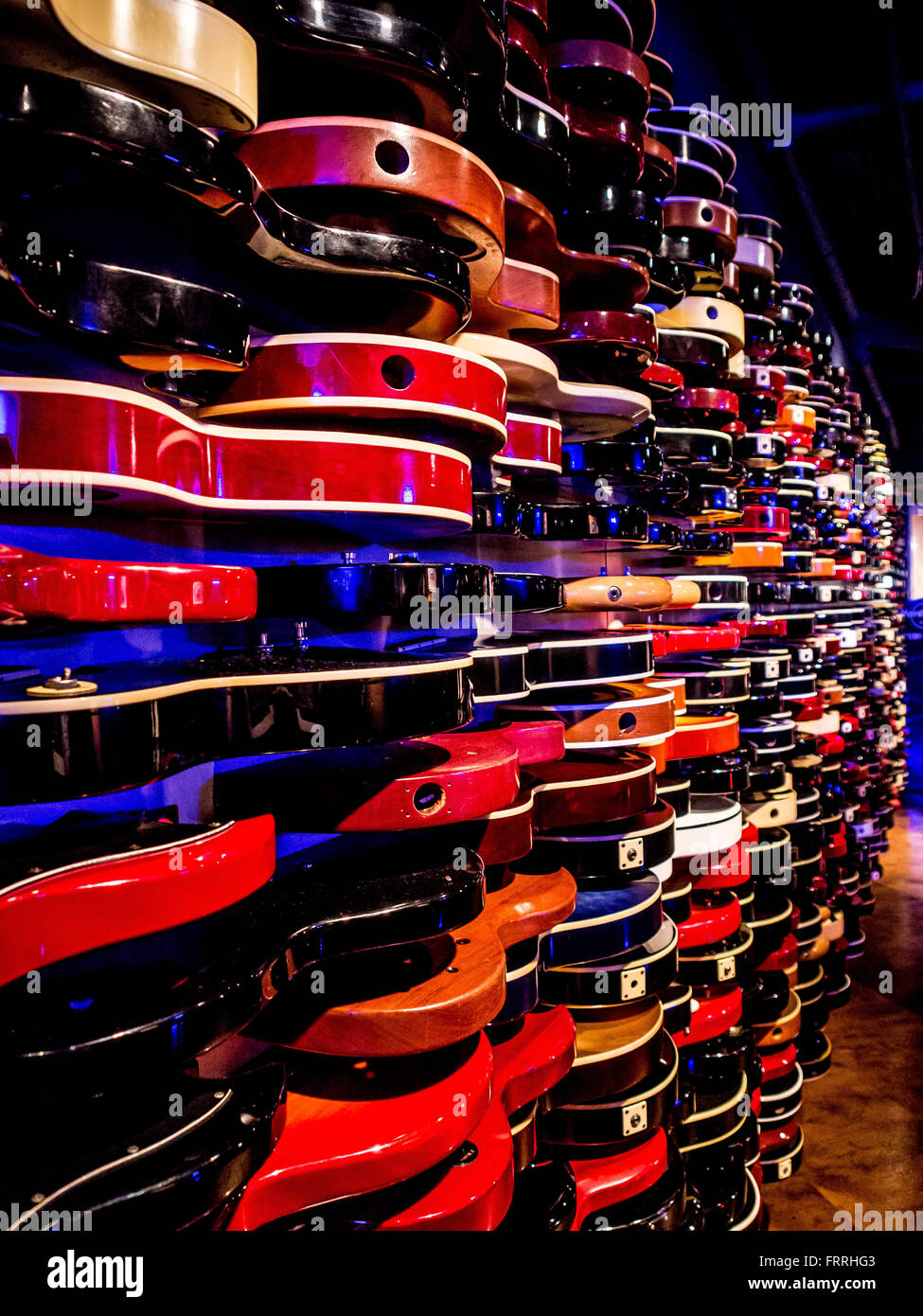 Hard Rock Cafe Guitar Wall, New York, Stati Uniti Foto Stock