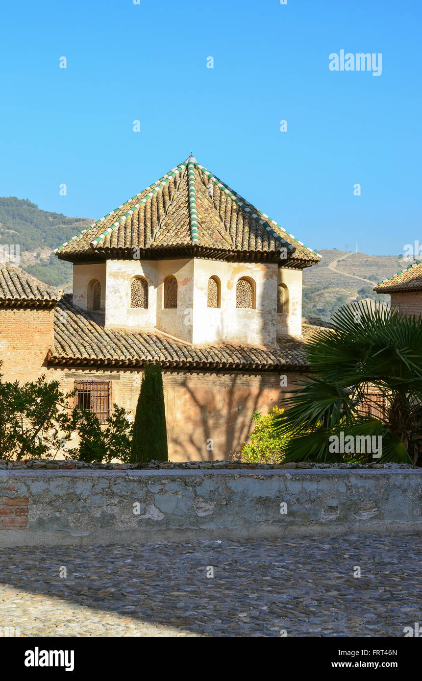Corte della torre dei Leoni, Alhambra Palace complesso, Granada, Spagna Foto Stock