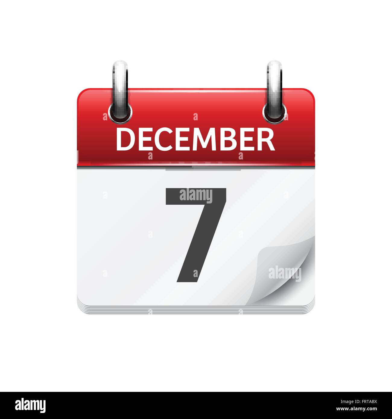 Dicembre 7. Vettore giornalmente piatti icona calendario. Data e ora del giorno, del mese. Vacanza. Illustrazione Vettoriale