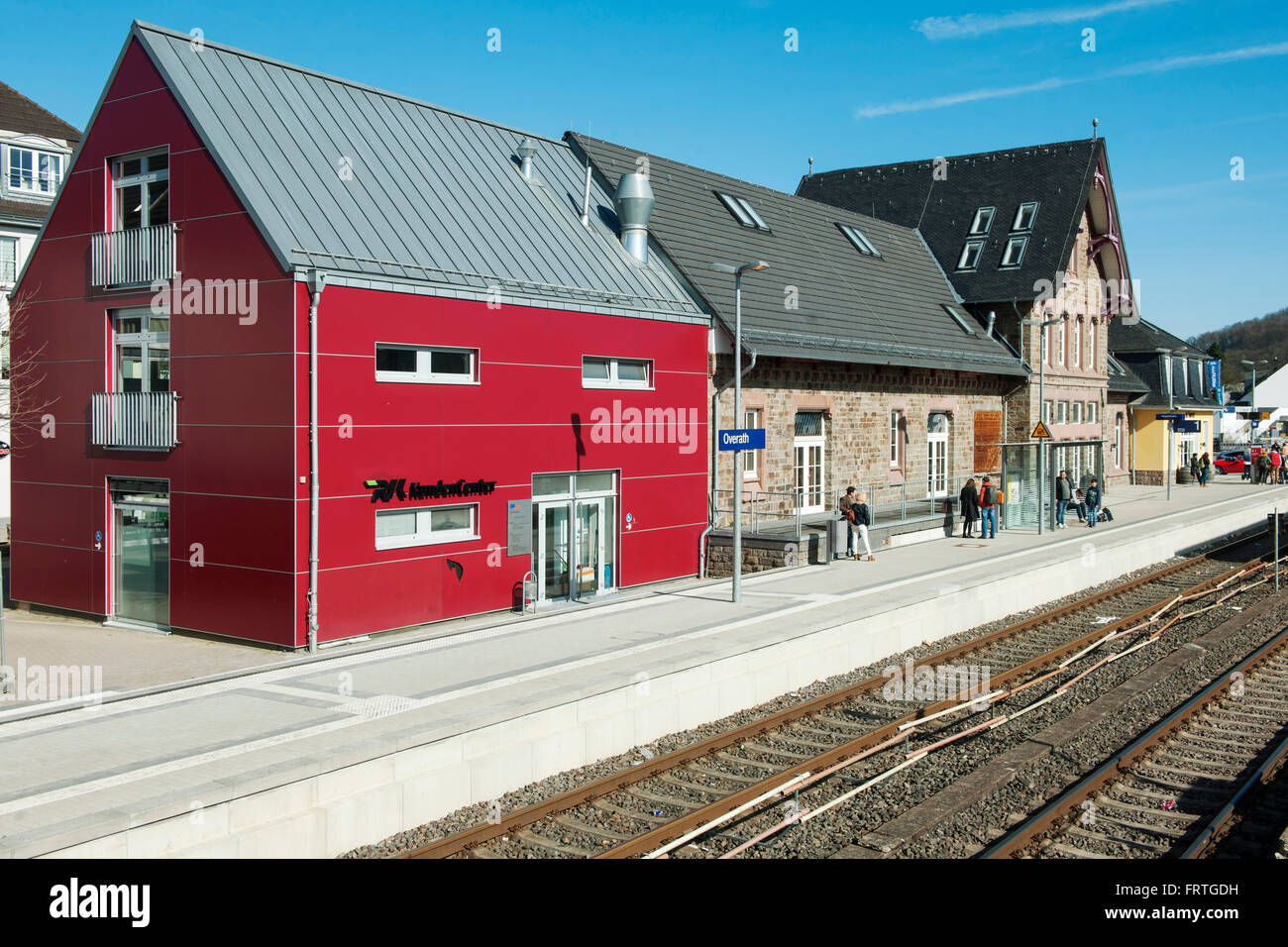 In Germania, in Renania settentrionale-Vestfalia, Rheinisch Bergischer Kreis, Overrath, Bahnhof, Baudenkmal Nr. 118 Foto Stock