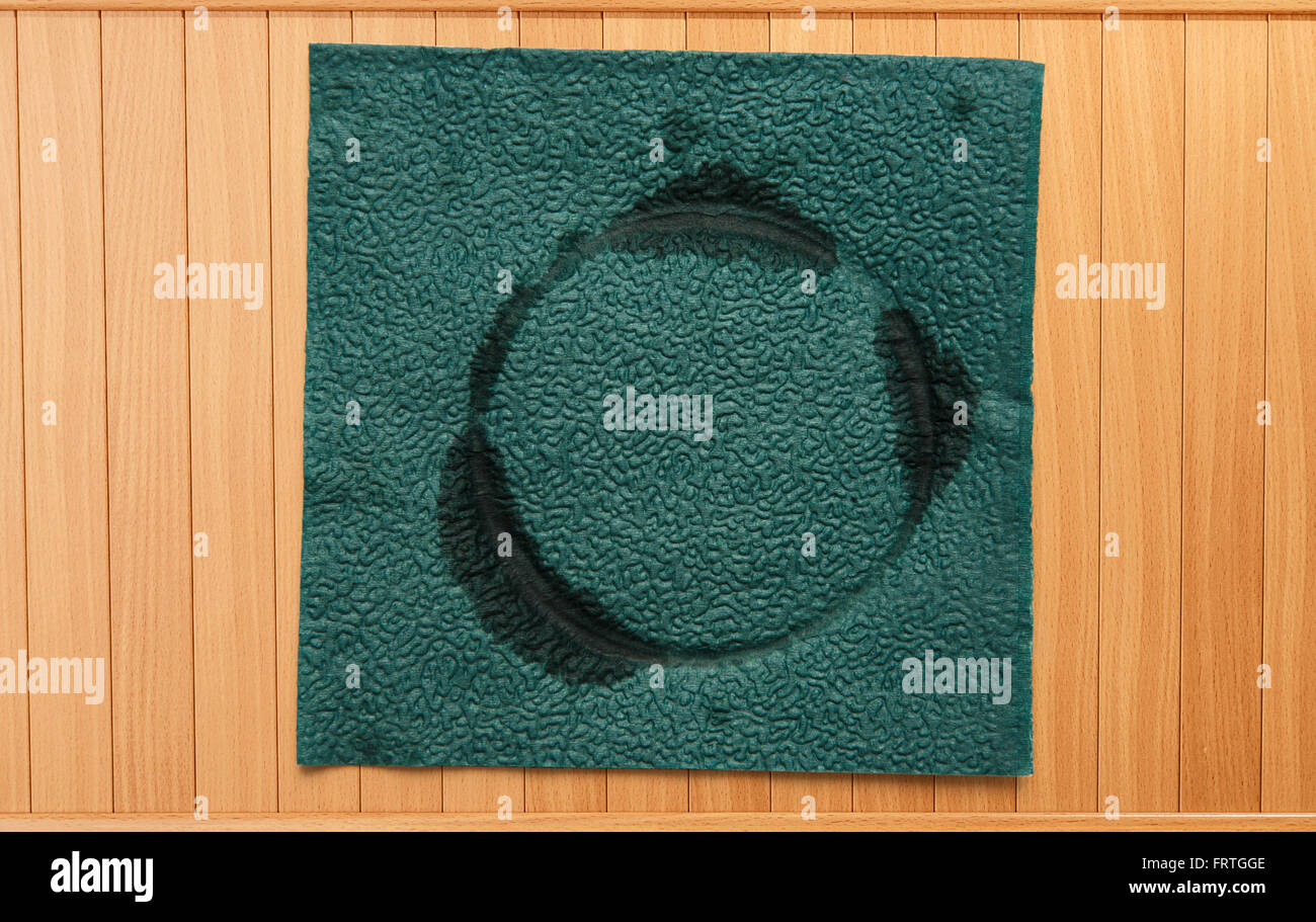 Unica usata carta verde igienico in primo piano Foto Stock