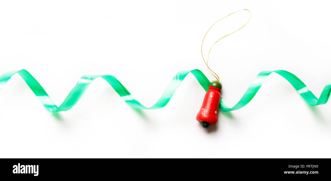 Xmas sfondo verde con nastro e decorazione Foto Stock