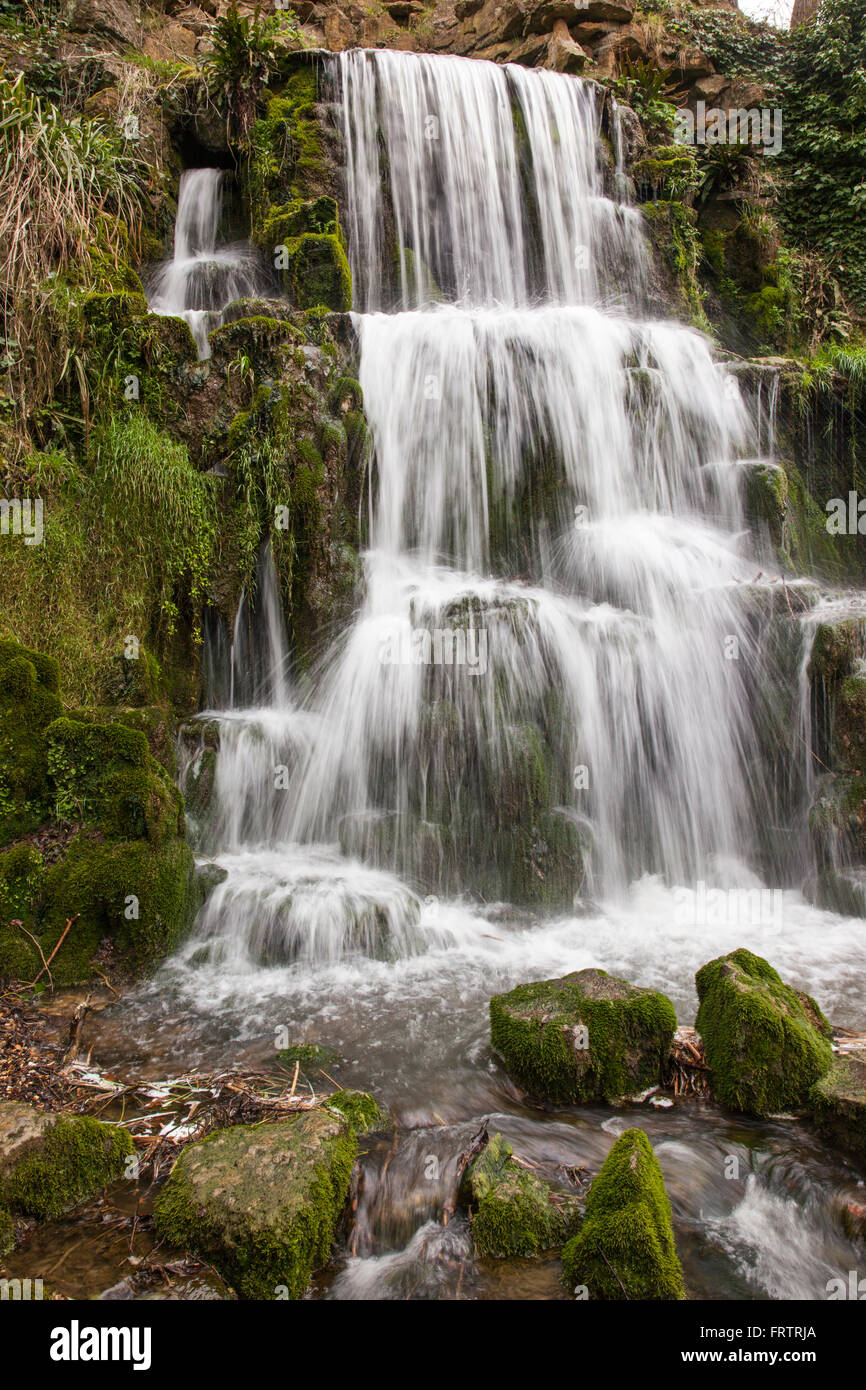 Hamiltons Cascata Waterfall, Bowood station wagon, Wiltshire, Inghilterra Foto Stock