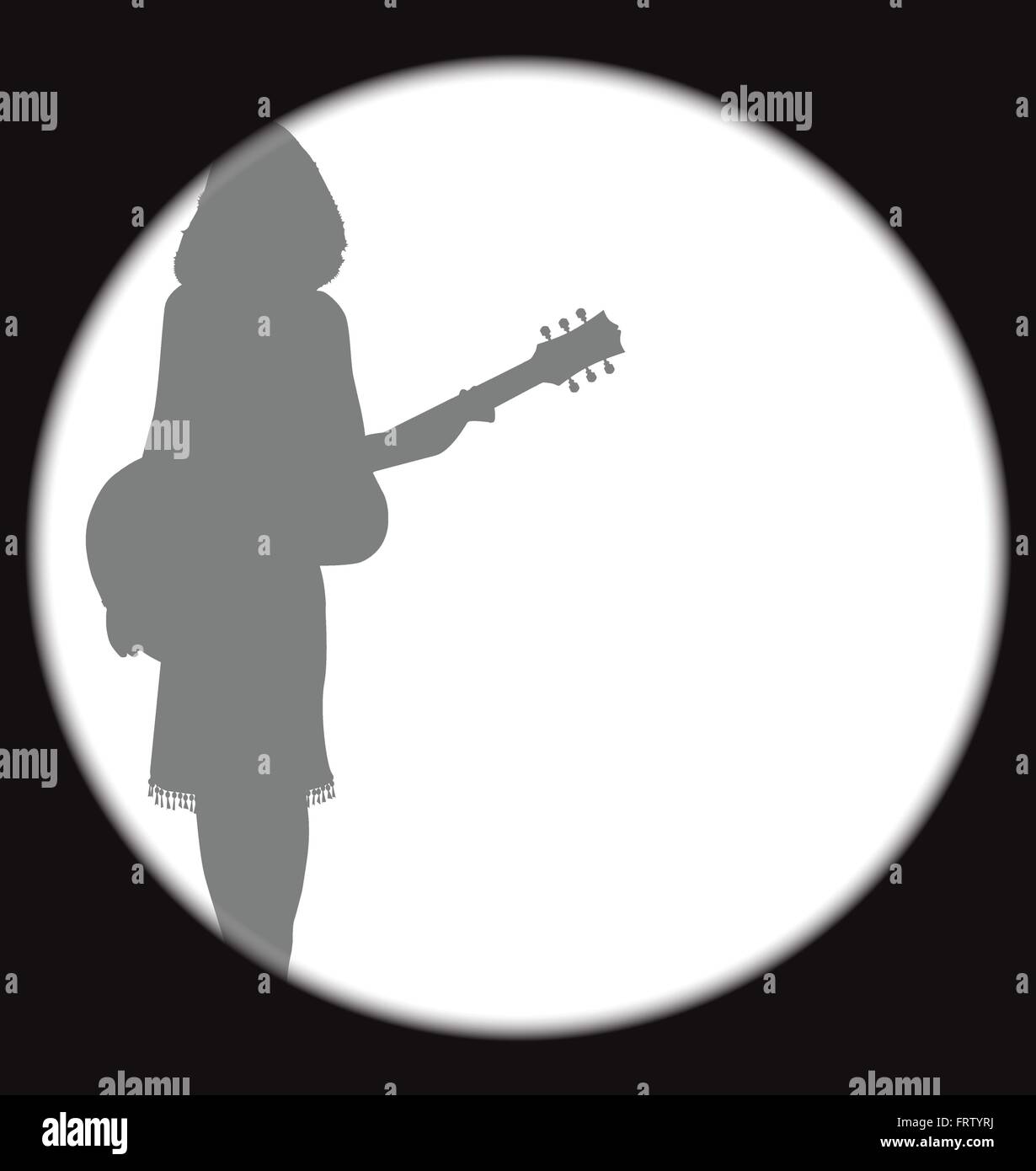 Ragazza attore sul palco di fronte a i faretti Illustrazione Vettoriale