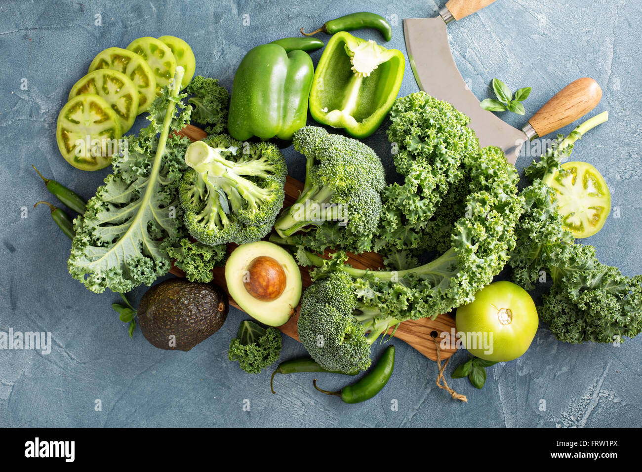 Varietà di verdura verde Foto Stock