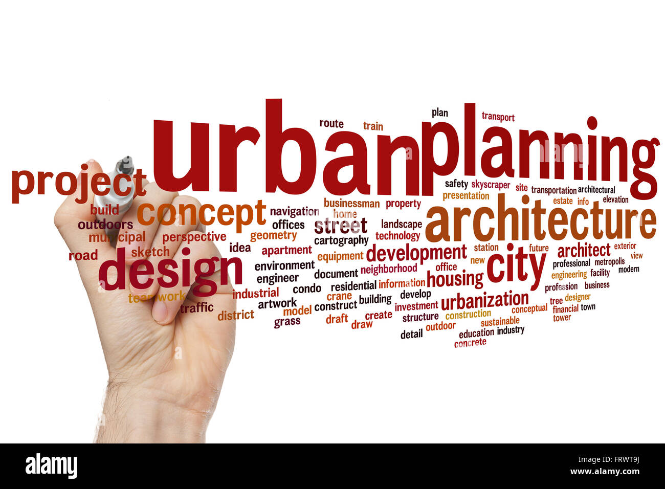 La pianificazione urbana concetto parola Sfondo nuvola Foto Stock