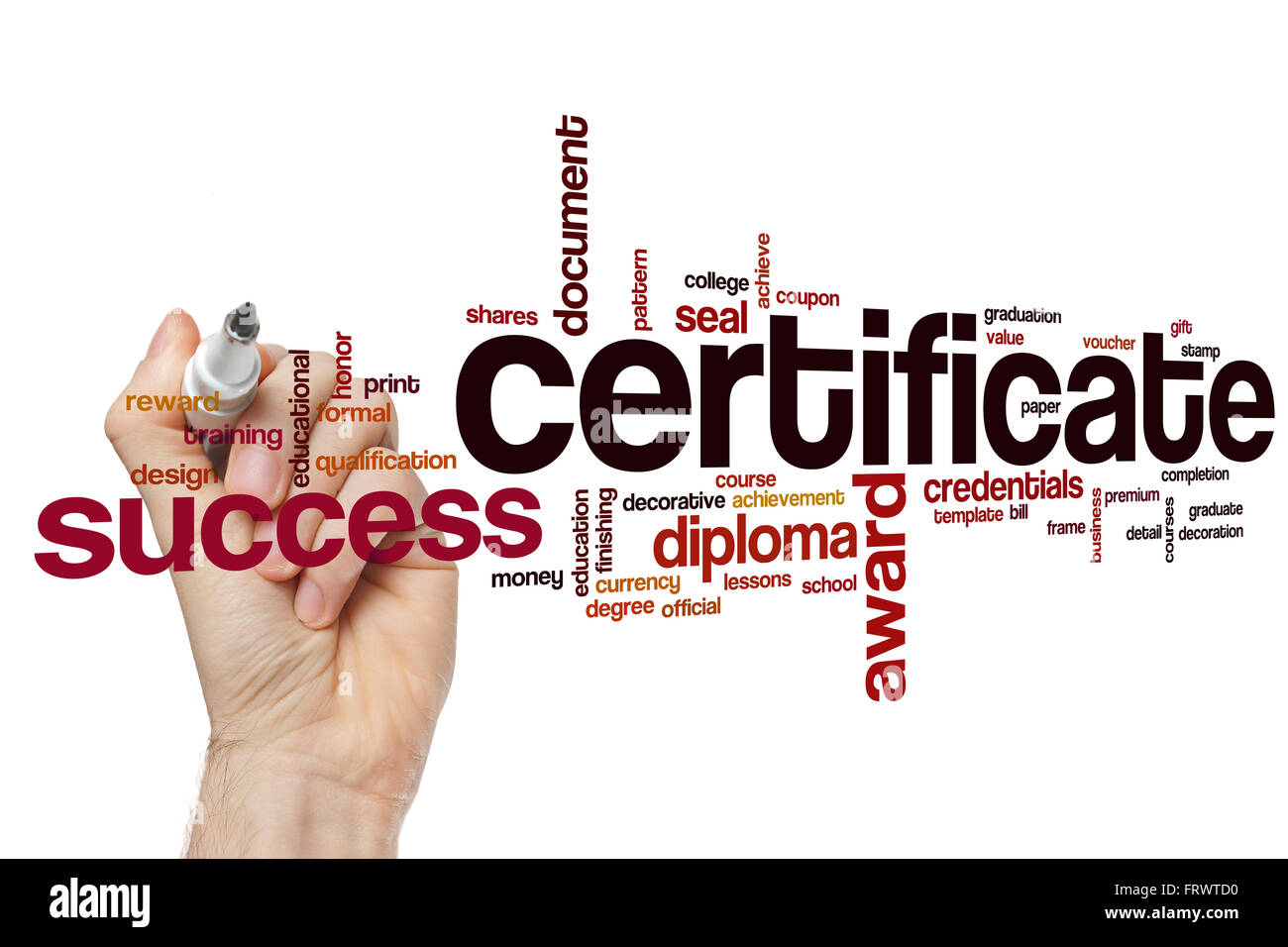 Certificato di parola il concetto di cloud Foto Stock