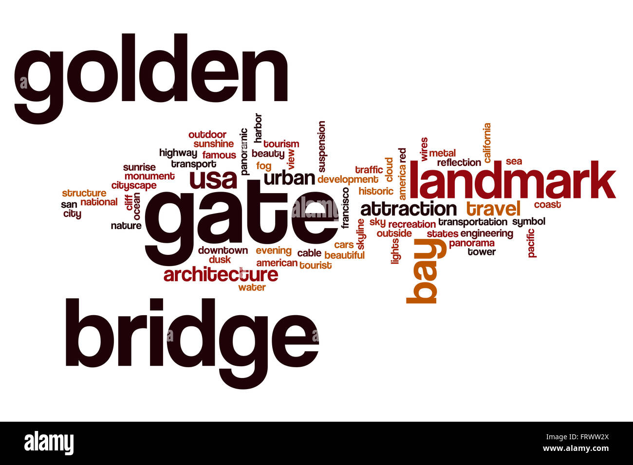 Golden Gate Bridge word cloud Foto Stock