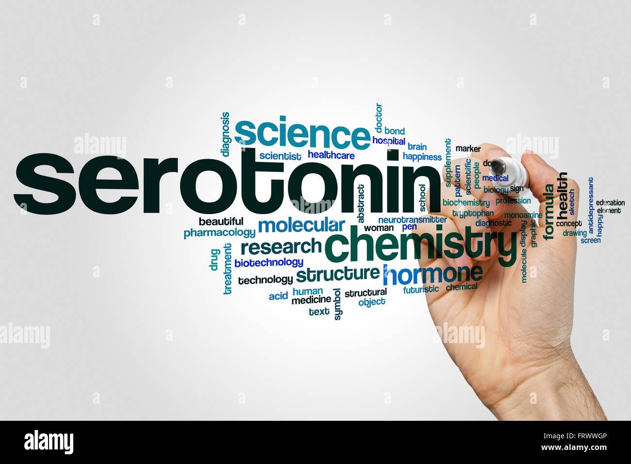 La serotonina word cloud Foto Stock