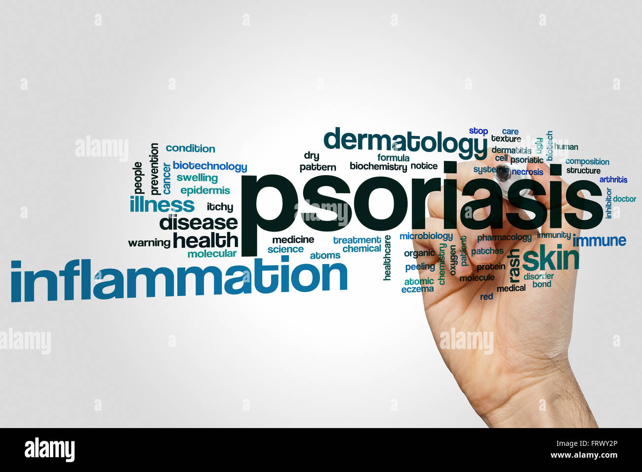 La psoriasi parola concetto di cloud Foto Stock