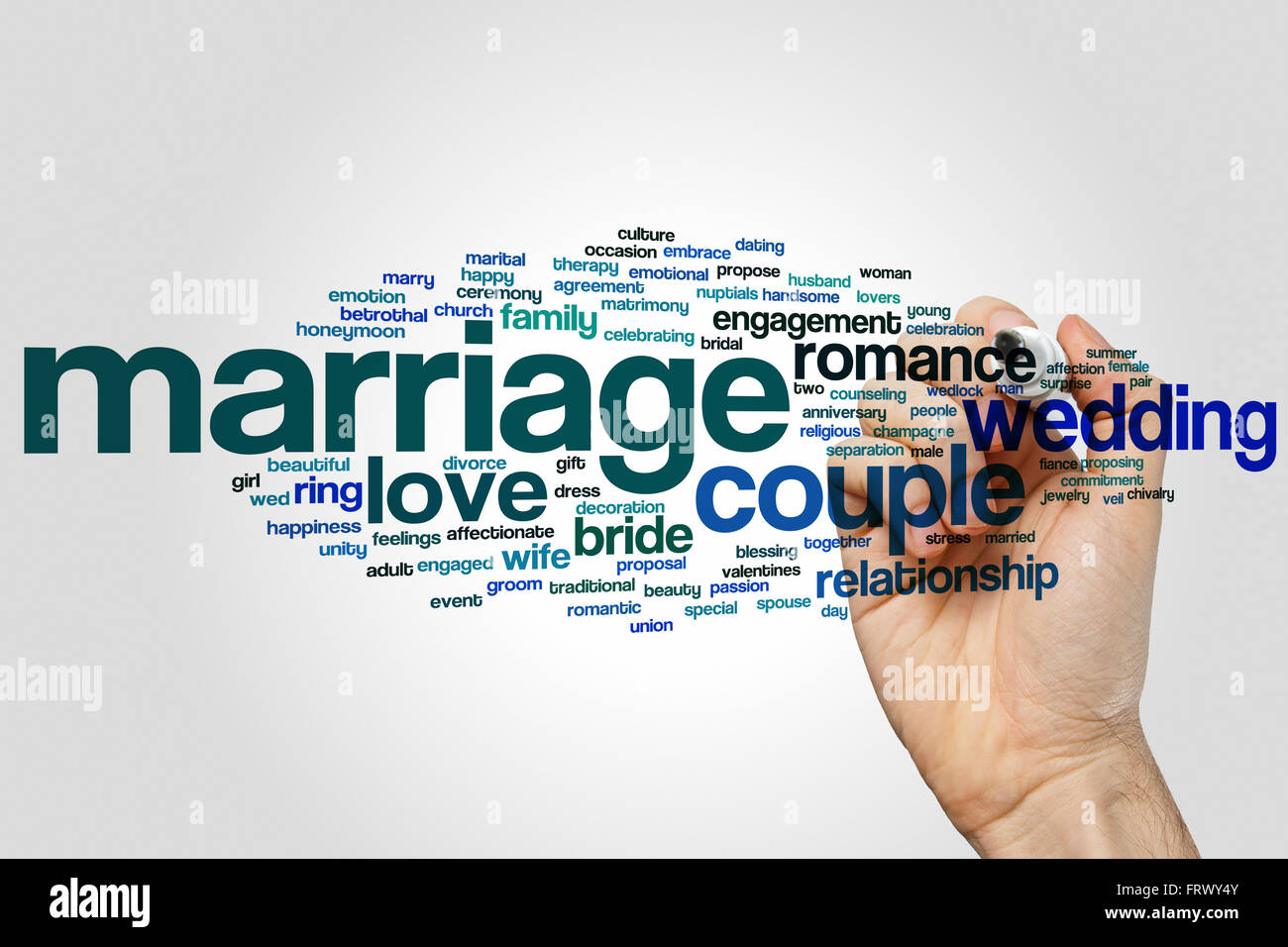 Il concetto di matrimonio parola Sfondo nuvola Foto Stock
