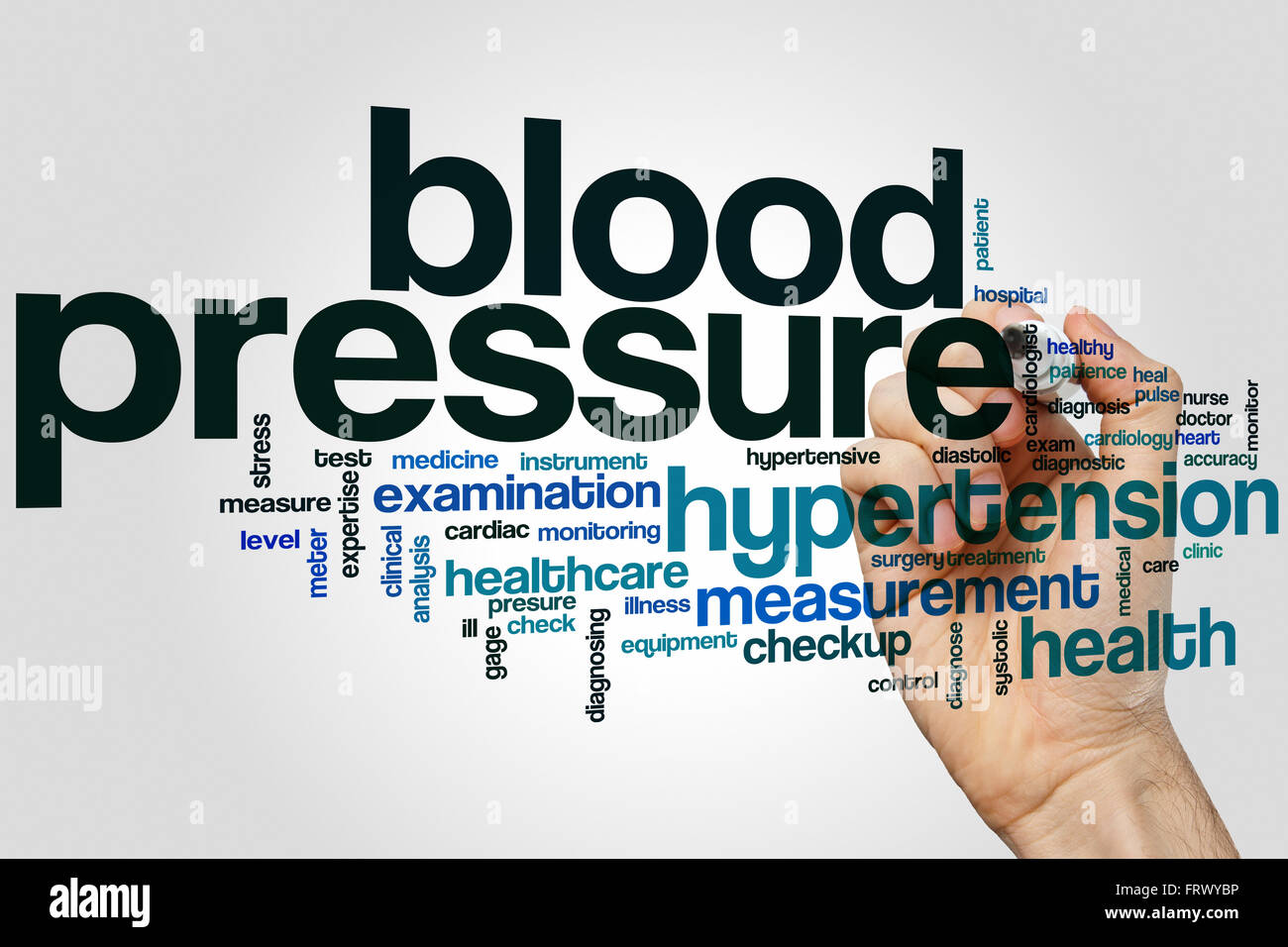 La pressione sanguigna concetto parola Sfondo nuvola Foto Stock