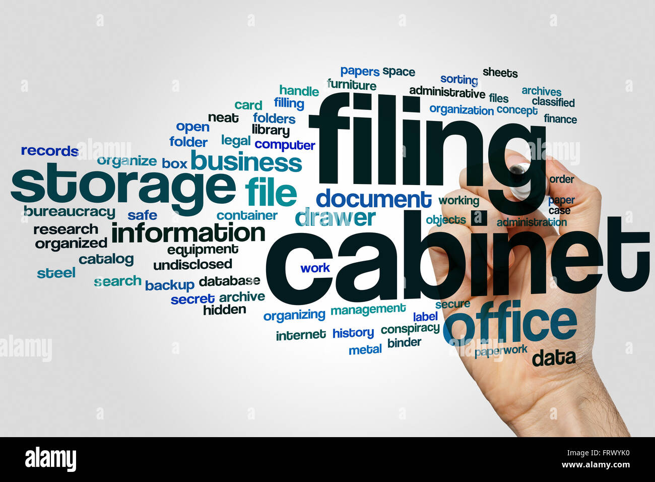 Filing cabinet parola concetto di cloud Foto Stock