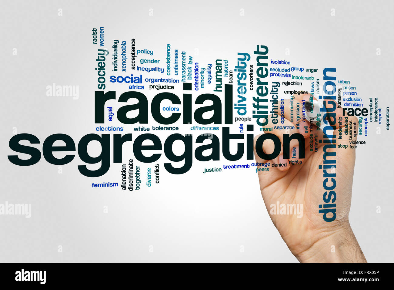 La segregazione razziale concetto parola Sfondo nuvola Foto Stock