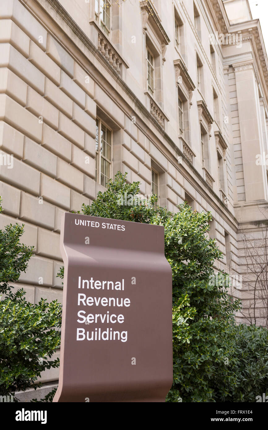 WASHINGTON, DC, Stati Uniti d'America - edificio IRS segno. Internal Revenue Service. Foto Stock