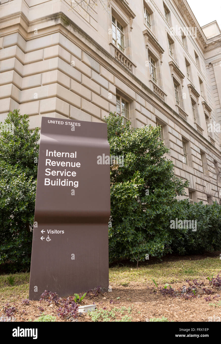 WASHINGTON, DC, Stati Uniti d'America - edificio IRS segno. Internal Revenue Service. Foto Stock
