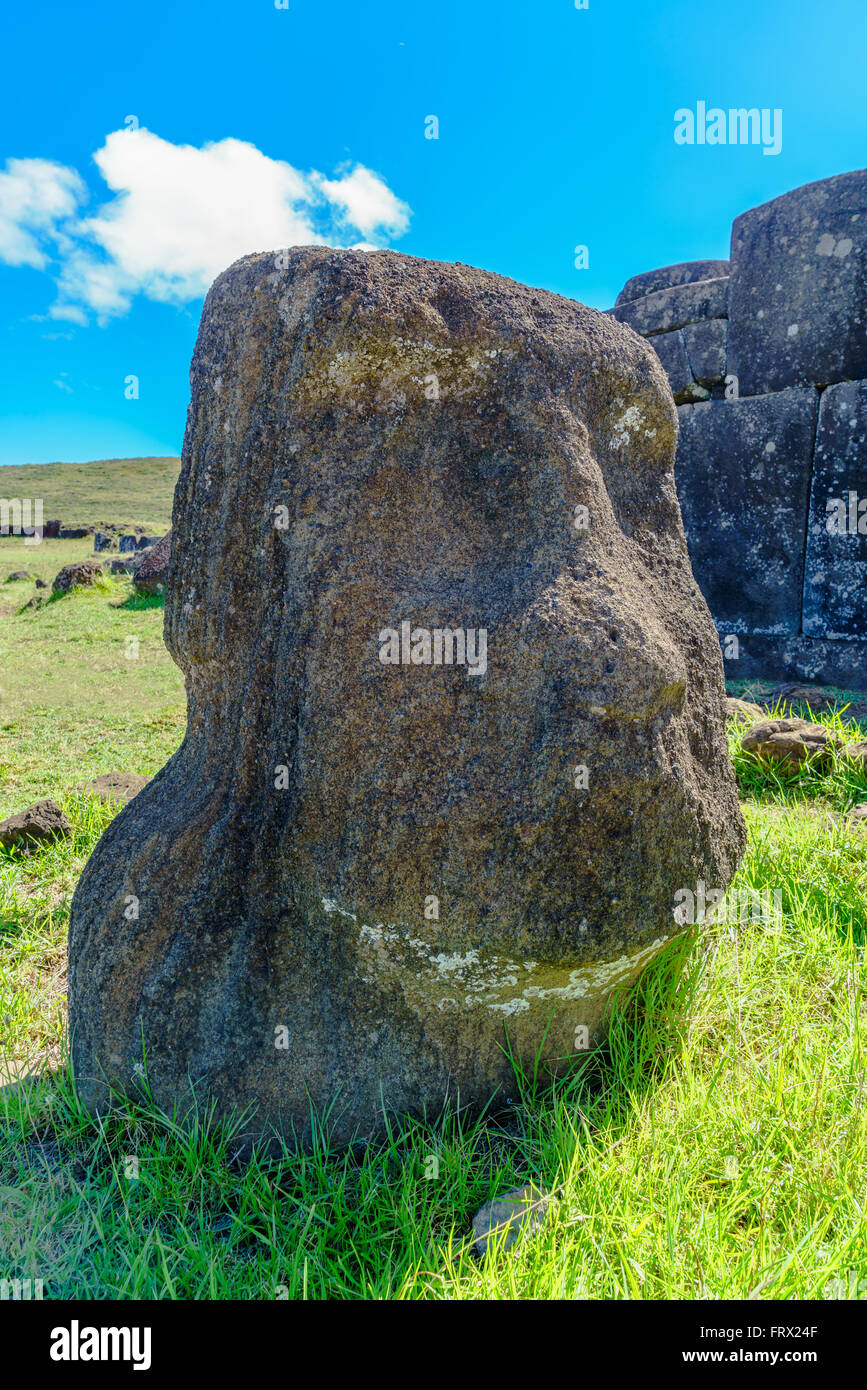 Moai nel Parco Nazionale di Rapa Nui in Isola di Pasqua, Cile Foto Stock