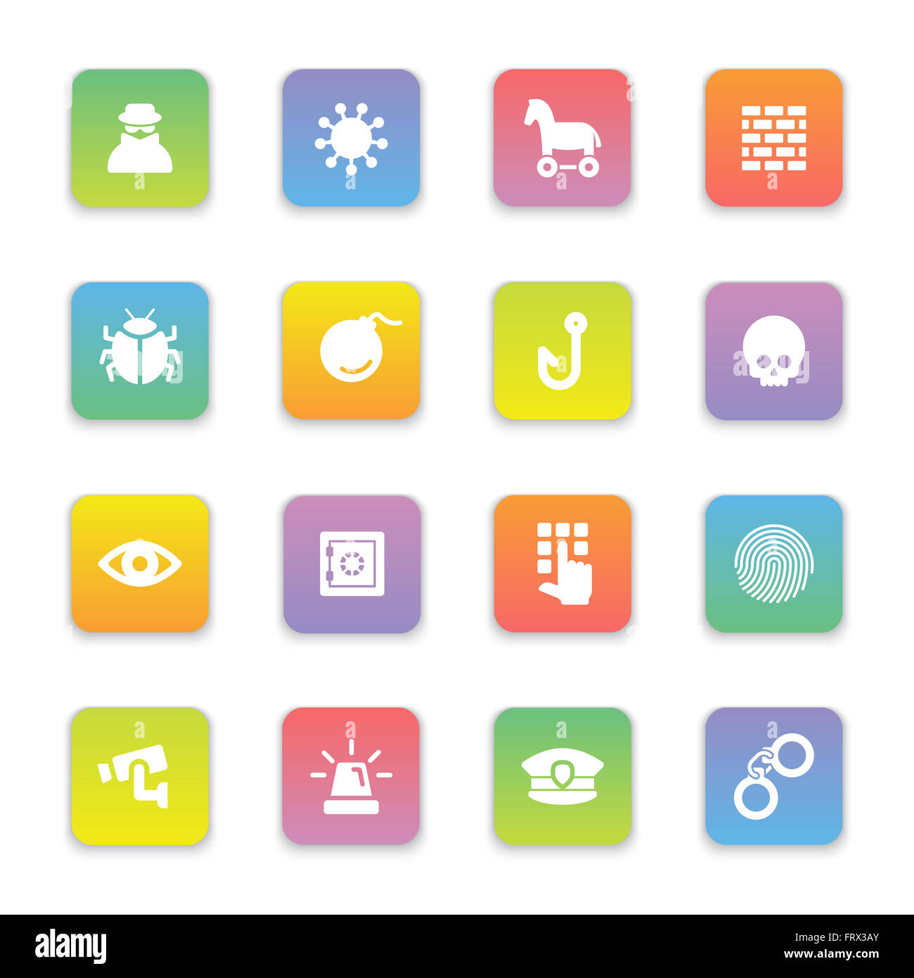 [JPEG] gradiente piatta colorata icona di sicurezza impostato sul rettangolo con angoli arrotondati per il web, UI ed infografico e le applicazioni per dispositivi mobili Foto Stock