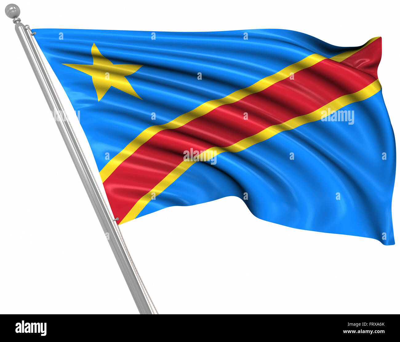 Bandiera della Repubblica Democratica del Congo , questo è un computer generato e l'immagine 3D rappresentata. Foto Stock