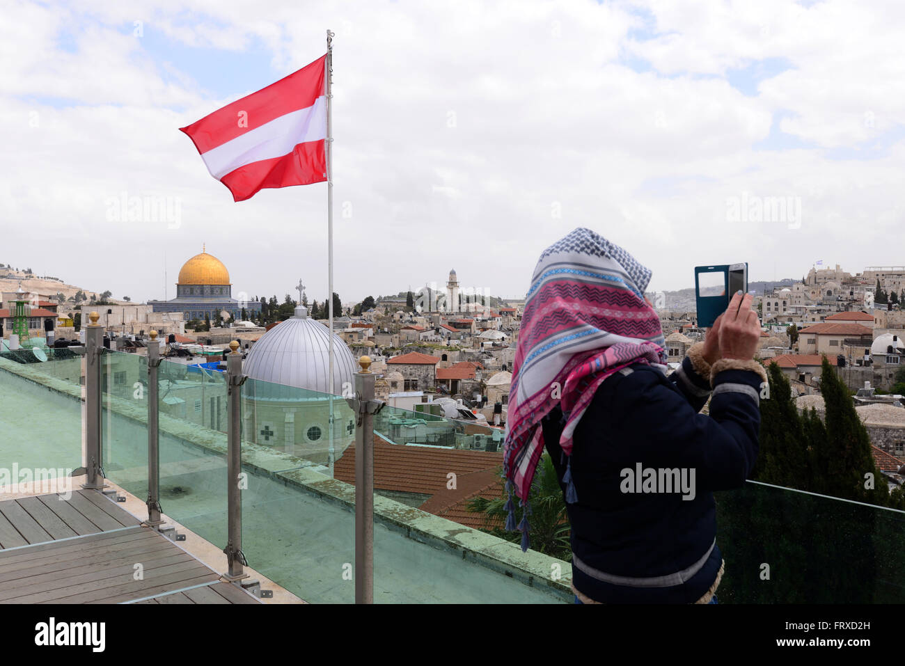 Vista da ospizio austriaco nella città vecchia di Gerusalemme, Israele Foto Stock