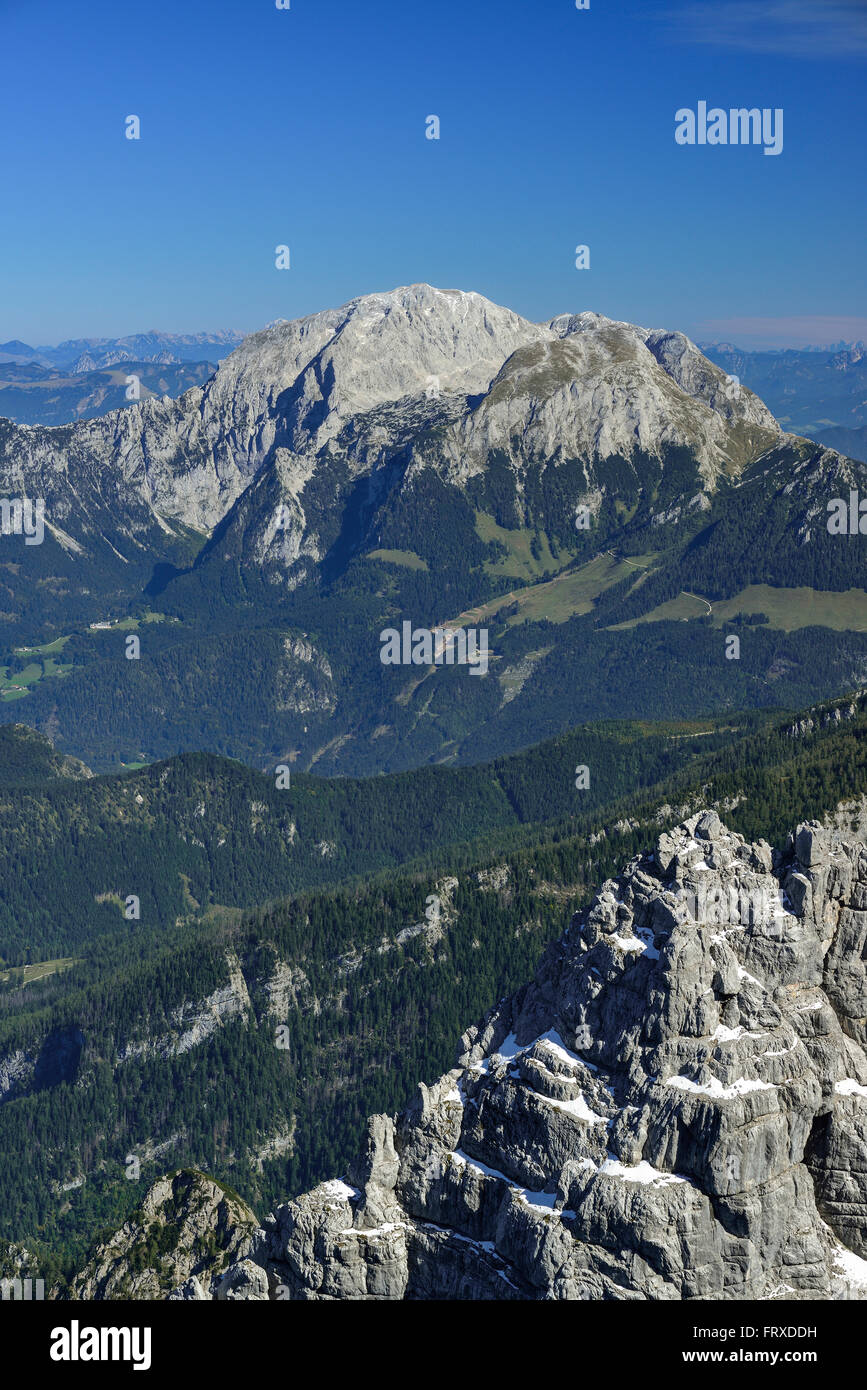 Vista da Hochkalter all'Hoher Goell, Parco Nazionale di Berchtesgaden, sulle Alpi di Berchtesgaden, Alta Baviera, Baviera, Germania Foto Stock
