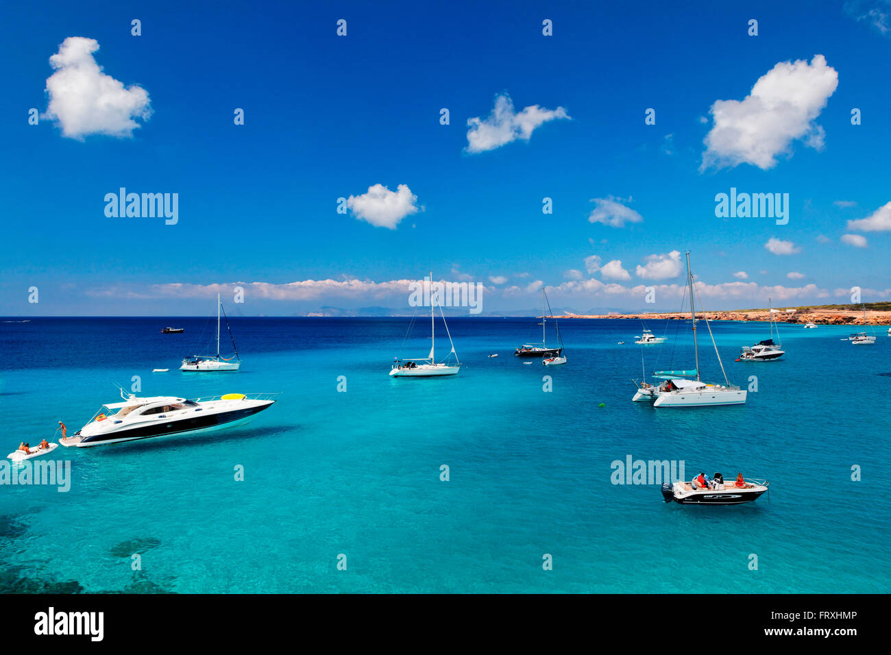 Spiaggia di Cala Saona, Formentera, isole Baleari, Spagna Foto Stock