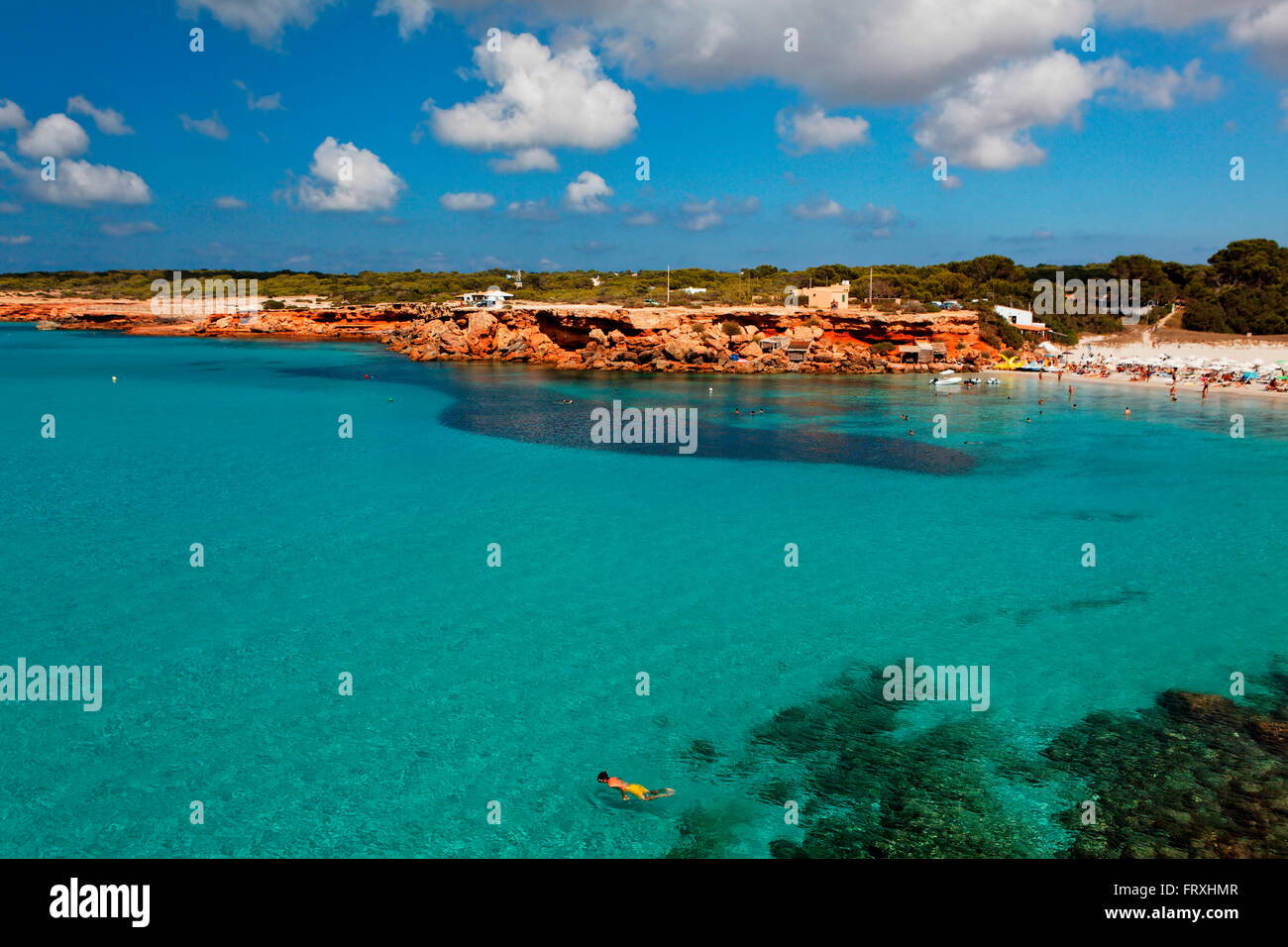 Spiaggia di Cala Saona, Formentera, isole Baleari, Spagna Foto Stock
