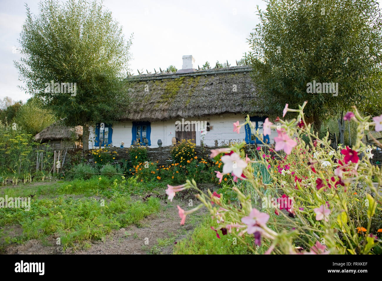 Casa con giardino, Siolo Budy, Bialowieza National Park, Voivodato Podlaskie, Polonia Foto Stock